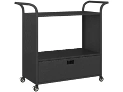 Discount vidaXL Barwagen mit Schublade Schwarz 100x45x97 cm Poly Rattan Servierwagen