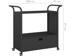 Discount vidaXL Barwagen mit Schublade Schwarz 100x45x97 cm Poly Rattan Servierwagen