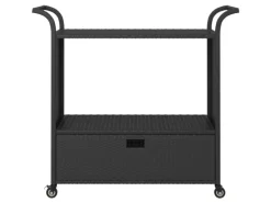 Discount vidaXL Barwagen mit Schublade Schwarz 100x45x97 cm Poly Rattan Servierwagen