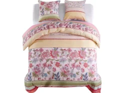 Wäschetrockner<vidaXL Bettwäsche-Set Blumen/Streifen Rosa 200x220/80x80 cm 133441