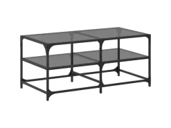 New vidaXL Couchtisch mit Glasplatte Schwarz 98,5x50x45 cm Stahl Modell 1
