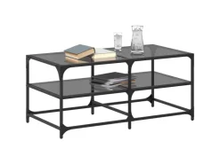 New vidaXL Couchtisch mit Glasplatte Schwarz 98,5x50x45 cm Stahl Modell 1