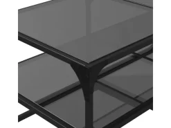 New vidaXL Couchtisch mit Glasplatte Schwarz 98,5x50x45 cm Stahl Modell 1