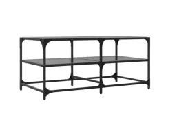New vidaXL Couchtisch mit Glasplatte Schwarz 98,5x50x45 cm Stahl Modell 1