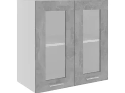 Best vidaXL Hängeglasschrank Betongrau 60x31x60 cm Holzwerkstoff