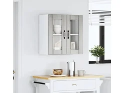 vidaXL Küchen-Hängeschrank mit Glastür Lucca Grau Sonoma Holzwerkstoff 853913