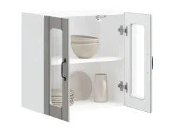 vidaXL Küchen-Hängeschrank mit Glastür Lucca Grau Sonoma Holzwerkstoff 853913