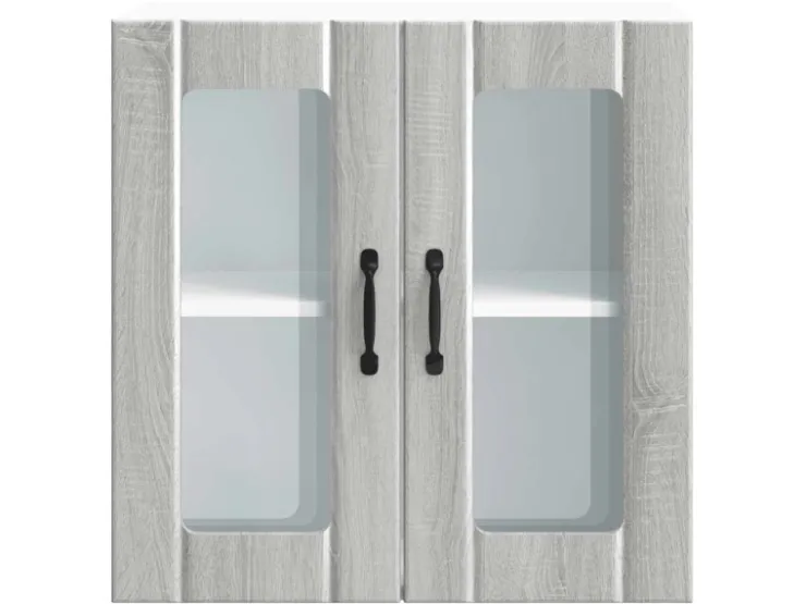 vidaXL Küchen-Hängeschrank mit Glastür Lucca Grau Sonoma Holzwerkstoff 853913