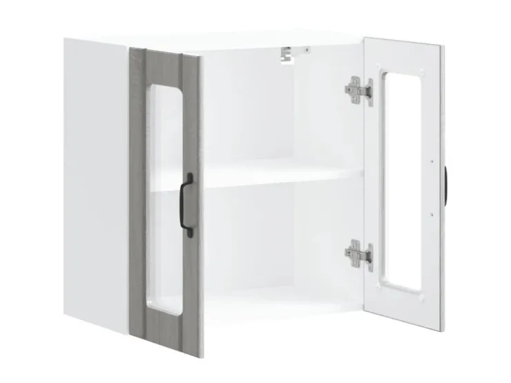 vidaXL Küchen-Hängeschrank mit Glastür Lucca Grau Sonoma Holzwerkstoff 853913