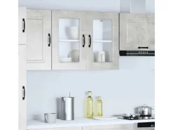 Küchenschränke<vidaXL Küchen-Hängeschrank mit Glastür Kalmar Holzwerkstoff 853611 Betongrau