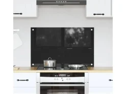 vidaXL Küchenrückwand 80 x 50 cm Gehärtetes Glas 42018036 Schwarz
