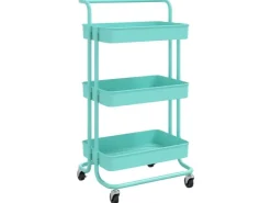 Servierwagen|Besteckkästen<vidaXL Küchenwagen 3 Etagen Türkis 42x35x85 cm Eisen und ABS