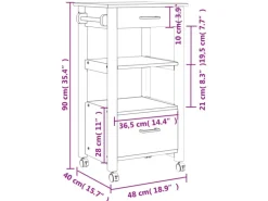 vidaXL Küchenwagen MONZA 48x40x90 cm Massivholz Kiefer Modell 11 Servierwagen