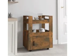 vidaXL Küchenwagen Räuchereiche 60x45x80 cm Holzwerkstoff Servierwagen