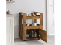 vidaXL Küchenwagen Räuchereiche 60x45x80 cm Holzwerkstoff Servierwagen