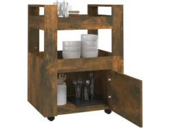vidaXL Küchenwagen Räuchereiche 60x45x80 cm Holzwerkstoff Servierwagen