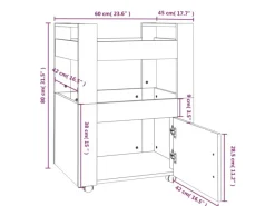 vidaXL Küchenwagen Räuchereiche 60x45x80 cm Holzwerkstoff Servierwagen