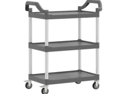 Discount vidaXL Rollwagen mit 3 Etagen Grau 81x41x92 cm Aluminium Servierwagen