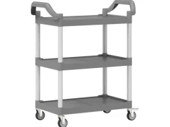 Discount vidaXL Rollwagen mit 3 Etagen Grau 81x41x92 cm Aluminium Servierwagen