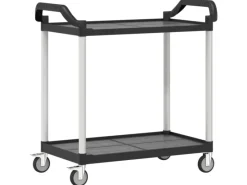 New vidaXL Rollwagen mit 2 Etagen Schwarz 99x50x97 cm Aluminium Servierwagen