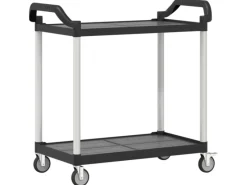 New vidaXL Rollwagen mit 2 Etagen Schwarz 99x50x97 cm Aluminium Servierwagen