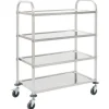 Outlet vidaXL 4-Stufiger Servierwagen 107 x 55 x 125 cm Edelstahl Servierwagen