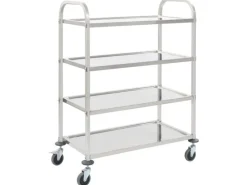 Outlet vidaXL 4-Stufiger Servierwagen 107 x 55 x 125 cm Edelstahl Servierwagen