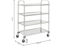 Outlet vidaXL 4-Stufiger Servierwagen 107 x 55 x 125 cm Edelstahl Servierwagen