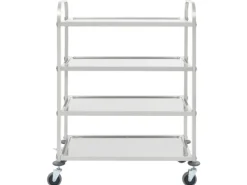 Outlet vidaXL 4-Stufiger Servierwagen 107 x 55 x 125 cm Edelstahl Servierwagen