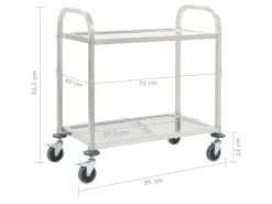 vidaXL 2-Stufiger Servierwagen 95 x 45 x 83,5 cm Edelstahl