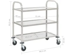Sale vidaXL 3-Stufiger Servierwagen 95x45x83,5 cm Edelstahl