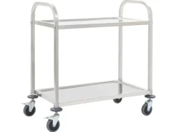 New vidaXL 2-Stufiger Servierwagen 96,5 x 55 x 90 cm Edelstahl