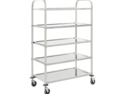 vidaXL 5-Stufiger Servierwagen 107 x 55 x 147 cm Edelstahl