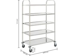 vidaXL 5-Stufiger Servierwagen 107 x 55 x 147 cm Edelstahl