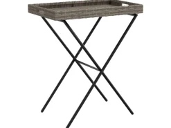 Servierwagen<vidaXL Tabletttisch Klappbar 65x40x75 cm Poly Rattan 365129 Grau
