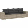Sale vidaXL 4-tlg Garten-Sofagarnitur mit Kissen Hellgrau Poly Rattan Modell 10