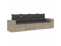 Sale vidaXL 4-tlg Garten-Sofagarnitur mit Kissen Hellgrau Poly Rattan Modell 10