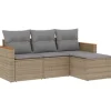 Online vidaXL 4-tlg Garten-Sofagarnitur mit Kissen Beige Poly Rattan Modell 75