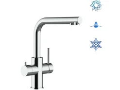VIZIO Kurzversion 5 Wege Wasserhahn Küchenarmatur Edelstahl Massiv mit 360° Schwenkbarem L Auslauf Hochglanz Poliert Einhebelmischer