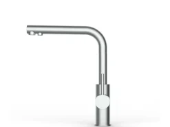 VIZIO Kurzversion 5 Wege Wasserhahn Küchenarmatur Edelstahl Massiv mit 360° Schwenkbarem L Auslauf Gebürstet