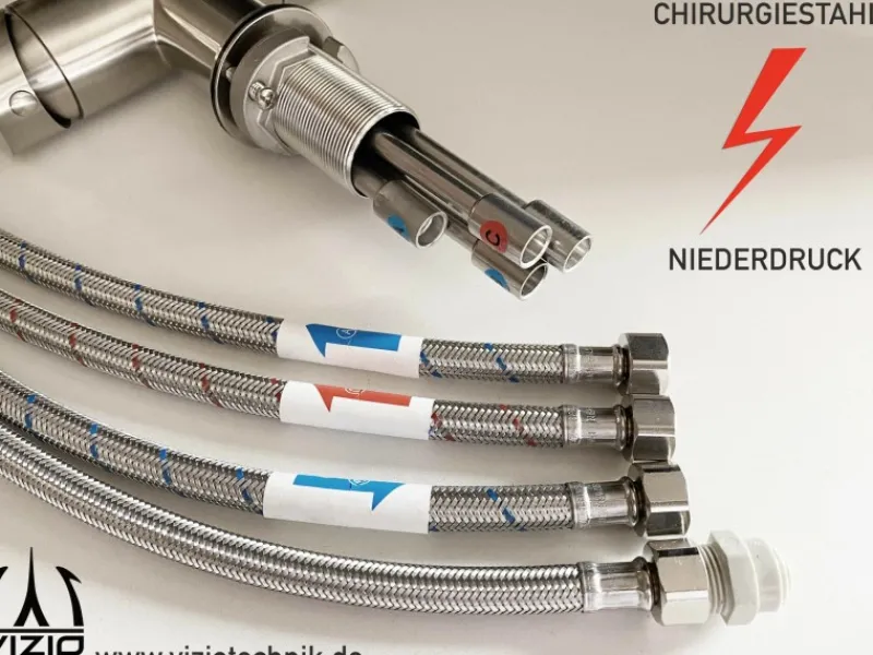 Best VIZIO NIEDERDRUCK 3 Wege Wasserhahn Küchenarmatur Edelstahl Massiv 360° Schwenkbarem L Auslauf Hochglanz Poliert Ersatzteile Küchenarmatur|Einhebelmischer