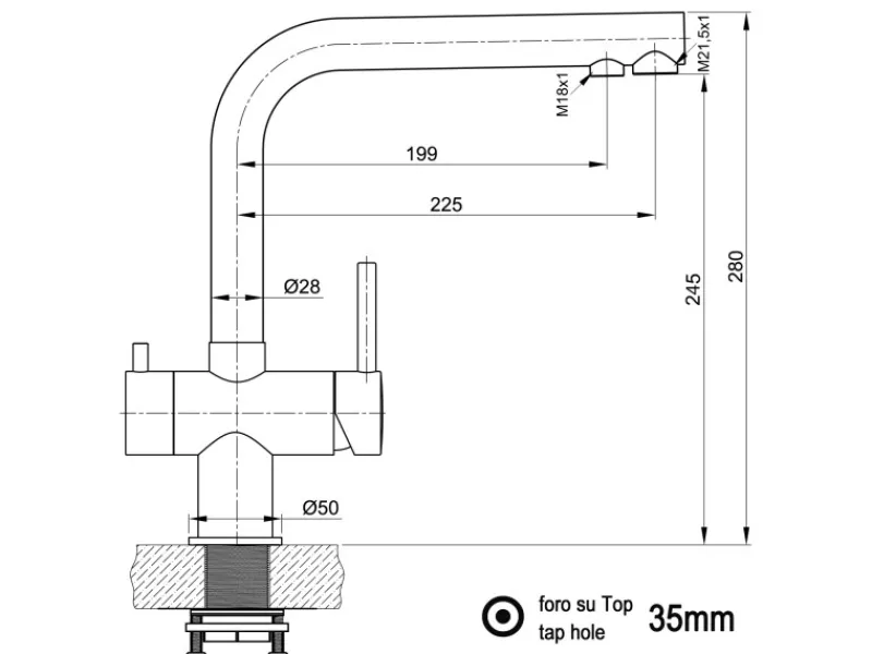 Best VIZIO NIEDERDRUCK 3 Wege Wasserhahn Küchenarmatur Edelstahl Massiv 360° Schwenkbarem L Auslauf Hochglanz Poliert Ersatzteile Küchenarmatur|Einhebelmischer