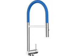 Best VIZIO Wasserhahn Vorfenster Küchenarmatur Umklappbar 45 CM mit 360° Schwenkbarem Auslauf Abnehmbare 2 Strahl Handbrause Verchromt Blau