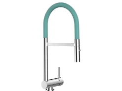 VIZIO Wasserhahn Vorfenster Küchenarmatur Umklappbar 6 CM mit 360° Schwenkbarem Auslauf Abnehmbare 2 Strahl Handbrause Schwarz Matt   Gelb