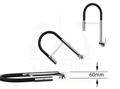 VIZIO Wasserhahn Vorfenster Küchenarmatur Umklappbar 6 CM mit 360° Schwenkbarem Auslauf Abnehmbare 2 Strahl Handbrause Schwarz Matt   Gelb