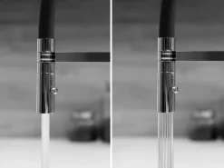 VIZIO Wasserhahn Vorfenster Küchenarmatur Umklappbar 6 CM mit 360° Schwenkbarem Auslauf Abnehmbare 2 Strahl Handbrause Schwarz Matt   Gelb