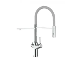 Best VIZIO 3 Wege Wasserhahn Küchenarmatur BOD mit 360° Schwenkbarem Auslauf Abnehmbare 2 Strahl Handbrause Verchromt Grau Ersatzteile Küchenarmatur