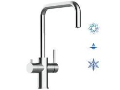 VIZIO 5 Wege Wasserhahn Küchenarmatur Edelstahl Massiv mit 360° Schwenkbarem N Auslauf Hochglanz Poliert