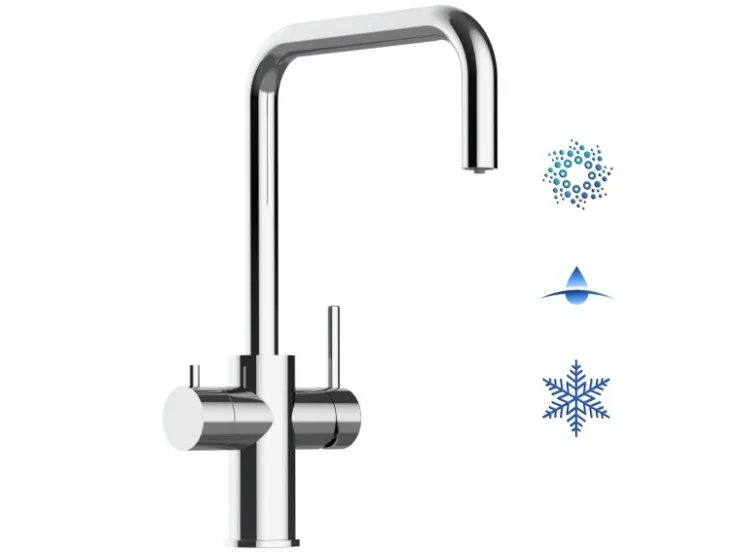 VIZIO 5 Wege Wasserhahn Küchenarmatur Edelstahl Massiv mit 360° Schwenkbarem N Auslauf Hochglanz Poliert