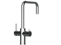 VIZIO 5 Wege Wasserhahn Küchenarmatur Edelstahl Massiv mit 360° Schwenkbarem N Auslauf Hochglanz Poliert